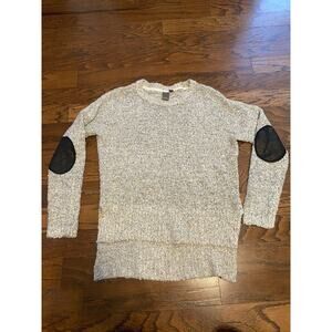 Quinn Boutique Women’s Black & White Hi-lo Sweater Elbow Patches Size Small